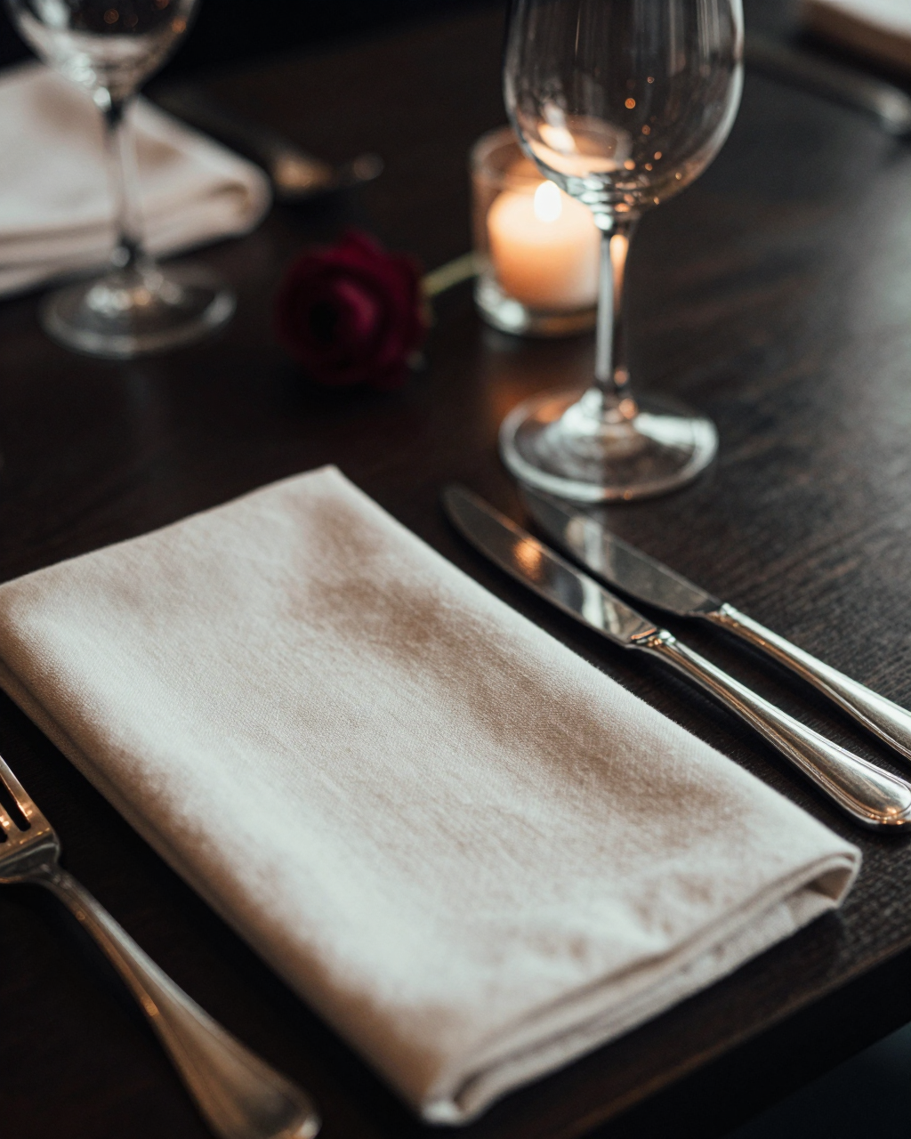 chaque table, dressée à la main